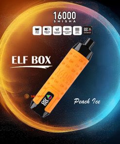 ELF BOX SHISHA 16000 Puffs LED Display Leather Disposable in Peach Ice flavor