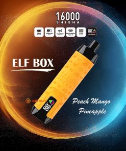 ELF BOX SHISHA 16000 Puffs LED Display Leather Disposable in Peach Mango Pineapple flavor