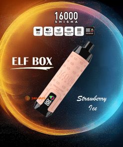 ELF BOX SHISHA 16000 Puffs LED Display Leather Disposable in Strawberry Ice flavor