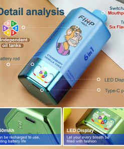 FIHP MULTI 120000 120K Puffs 6 in 1 Flavors Rechargeable LED Display Disposable Vape in features flavor