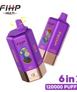 FIHP MULTI 120000 120K Puffs 6 in 1 Flavors Rechargeable LED Display Disposable Vape in lemon peachstrawberry bananadouble appleraspberry watermelonsour