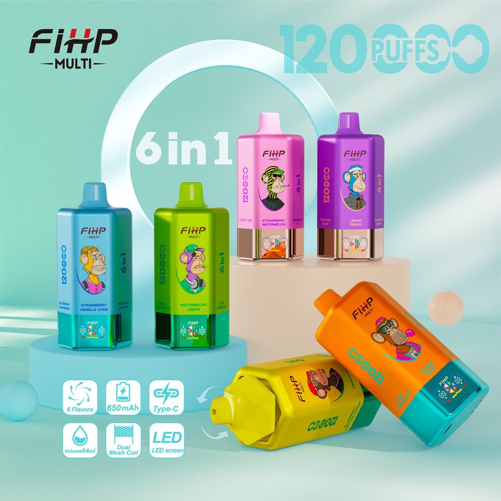 FIHP MULTI 120000 120K Puffs 6 in 1 Flavors Rechargeable LED Display Disposable Vape product image