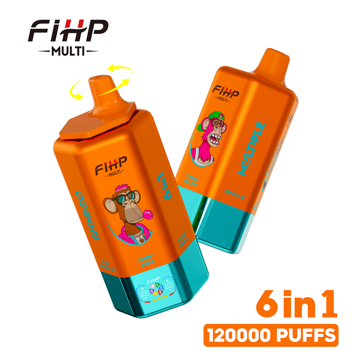 FIHP MULTI 120000 120K Puffs 6 in 1 Flavors Rechargeable LED Display Disposable Vape product detail image