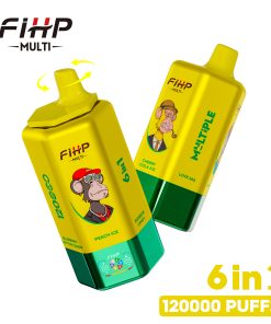 FIHP MULTI 120000 120K Puffs 6 in 1 Flavors Rechargeable LED Display Disposable Vape in peach icerainbow candycherry cola icelove 666mango iceblueberry