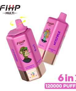 FIHP MULTI 120000 120K Puffs 6 in 1 Flavors Rechargeable LED Display Disposable Vape in strawberry watermelonwatermelon icered bullstrawberry kiwibluberry