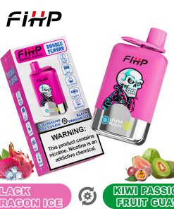 FIHP 40000 40K Puffs Double Taste LCD Display Disposable Vape in Black Dragon Ice&Kiwi Passion Fruit Guava flavor