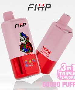 FIHP 60000 60k Puffs 3 in 1 Flavors Rechargeable LED Display Disposable Vape in Blueberry Raspberry&Strawberry Vanilla Coke &Lemon Lime flavor