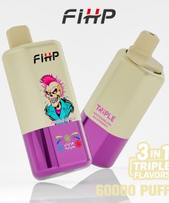 FIHP 60000 60k Puffs 3 in 1 Flavors Rechargeable LED Display Disposable Vape in fihp 60000 strawberry bananadouble appleraspberry watermelon flavor