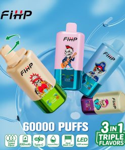 FIHP 60000 60k Puffs 3 in 1 Flavors Rechargeable LED Display Disposable Vape product image
