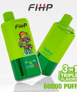 FIHP 60000 60k Puffs 3 in 1 Flavors Rechargeable LED Display Disposable Vape in Mixed Berries&Raspberry Watermelon&Mango Peach flavor