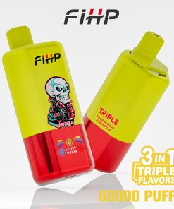 FIHP 60000 60k Puffs 3 in 1 Flavors Rechargeable LED Display Disposable Vape in Strawberry Kiwi&Sour Mango Pineapple&Red Bull flavor