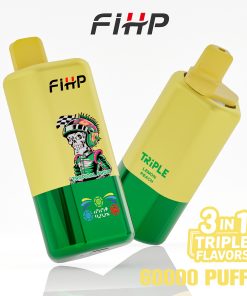 FIHP 60000 60k Puffs 3 in 1 Flavors Rechargeable LED Display Disposable Vape in Tropical Fruit&Strawberry Watermelon&Lemon Peach flavor