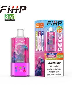 FIHP 90000 90K Puffs 3 in 1 Triple Flavors&LED Screen Rechargeable Disposable Vape in Blue Razz Lemonade&Strawberry Raspberry&Rainbow Candy flavor