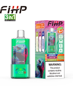 FIHP 90000 90K Puffs 3 in 1 Triple Flavors&LED Screen Rechargeable Disposable Vape in Blueberry Raspberry&Love 666&Peach Ice flavor