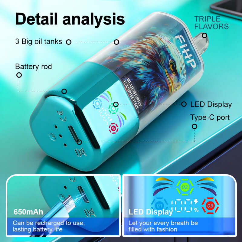 FIHP 90000 90K Puffs 3 in 1 Triple Flavors&LED Screen Rechargeable Disposable Vape in fihp 90000 90k 3 in 1 triple flavors detail flavor