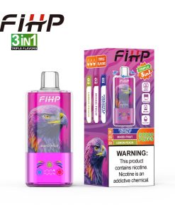 FIHP 90000 90K Puffs 3 in 1 Triple Flavors&LED Screen Rechargeable Disposable Vape in Pineapple Coconut&Mixed Fruit&Lemon Peach flavor