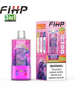 FIHP 90000 90K Puffs 3 in 1 Triple Flavors&LED Screen Rechargeable Disposable Vape in Watermelon Bubblegum&Grape Ice&Black Dragon Ice flavor