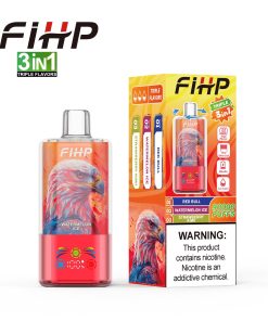 FIHP 90000 90K Puffs 3 in 1 Triple Flavors&LED Screen Rechargeable Disposable Vape in Watermelon Ice&Red Bull&Strawberry Kiwi flavor