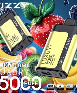 Fizzy Luxury 15000 15K Puffs Edition LCD Display Disposable Vape in 11. Strawberry Banana flavor