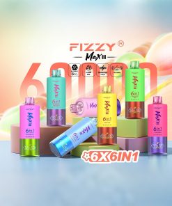 Imagen del producto: Fizzy Max III 60k, 60 000 caladas, sabores 6 en 1, recargable, con pantalla LED, vaporizador desechable