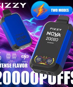 Fizzy Nova 20000 (20.000 boccate) – Edizione con doppio filtro a rete e display LCD – Sigaretta elettronica usa e getta al gusto di mirtillo