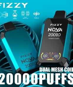 Fizzy Nova 20000 (20.000 boccate) – Edizione con doppio mesh e display LCD – Sigaretta elettronica usa e getta al gusto mirtillo e cocco