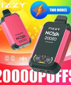 Fizzy Nova 20000 (20.000 boccate) – Edizione con doppio mesh e display LCD – Sigaretta elettronica usa e getta al gusto di limonata rosa