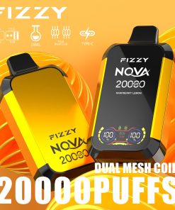 Fizzy Nova 20000 (20.000 boccate) con doppio sistema a rete e display LCD, sigaretta elettronica usa e getta al gusto lampone e limone