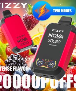 Fizzy Nova 20000 (20K boccate) – Sigaretta elettronica usa e getta con doppio mesh e display LCD, gusto fragola