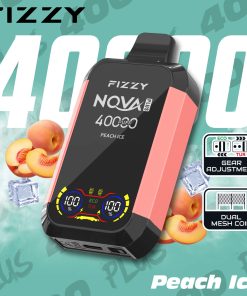 Fizzy Nova Plus 40000 40K Puffs Edition Dual Mesh LCD Display Disposable Vape EU Warehouse in Peach Ice flavor