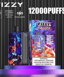 Fizzy Pandora 12000 12K Puffs 2% 5% Nicotine Edition LCD Display Disposable Vape in Strawberry flavor