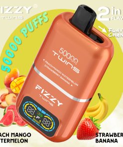 Fizzy Twins 50000 50k Puffs 2% 5% Nicotine Double Taste LCD Display Disposable Vape EU Warehouse in fizzy twins 50000 50k peach mango watermelon