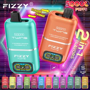 Fizzy Twins 50000 50k Puffs 2% 5% Nicotine Double Taste LCD Display Disposable Vape EU Warehouse product image