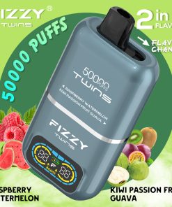 Fizzy Twins 50000 50k Puffs 2% 5% Nicotine Double Taste LCD Display Disposable Vape EU Warehouse in Raspberry Watermelon & Kiwi Passion Fruit Guava flavor
