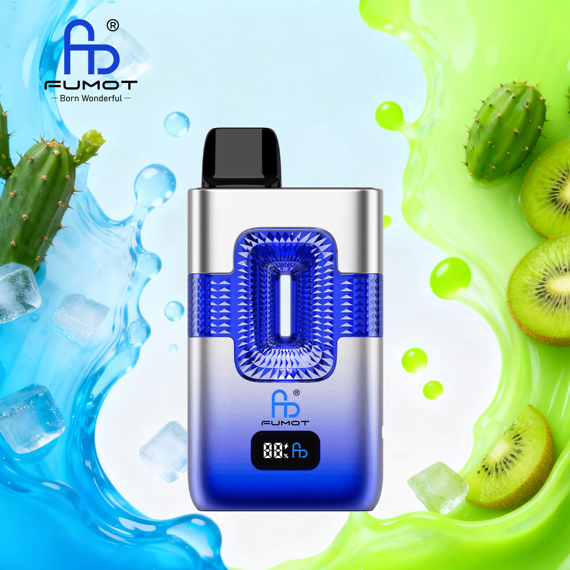 Fumot ECO 2in1 50000 50K Puffs Double Flavors Smart Display Rechargeable Disposable Vape in Cactus Ice & Cactus Kiwi flavor