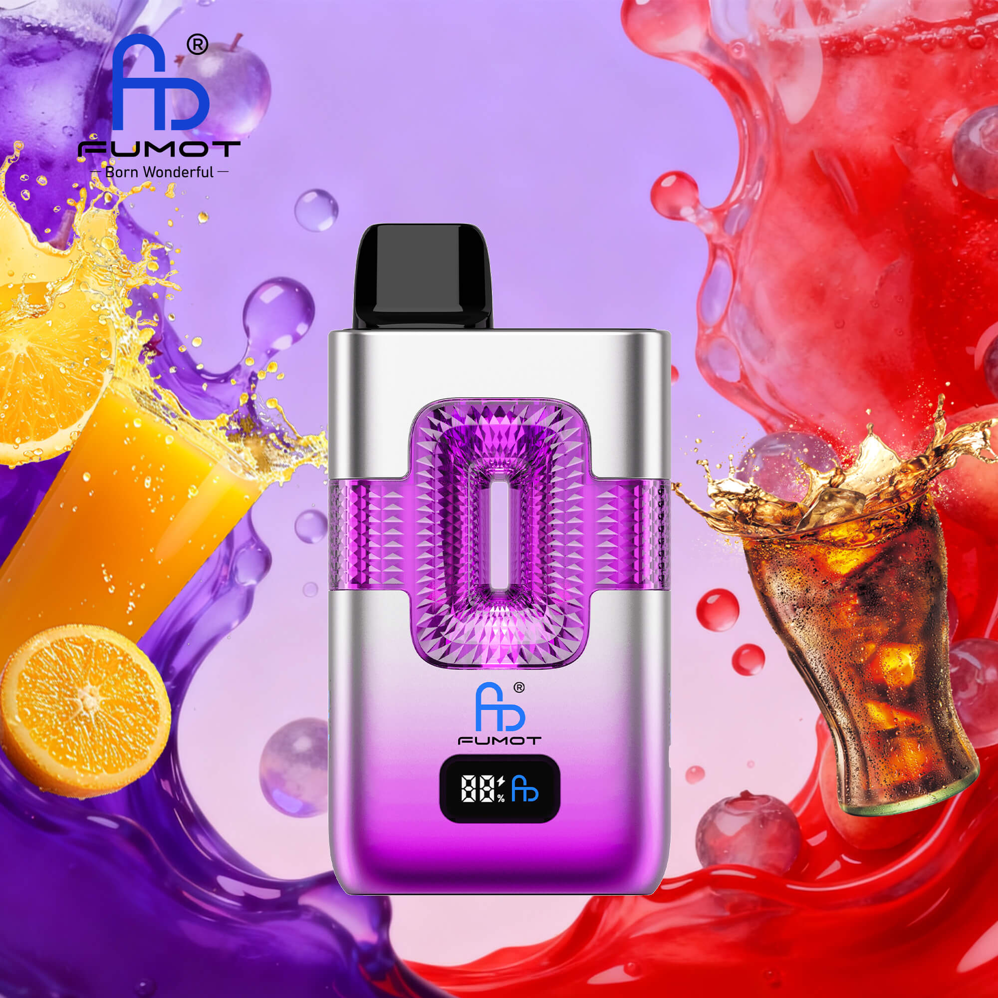 Fumot ECO 2in1 50000 50K Puffs Double Flavors Smart Display Rechargeable Disposable Vape in Fanta & Cola Ice flavor