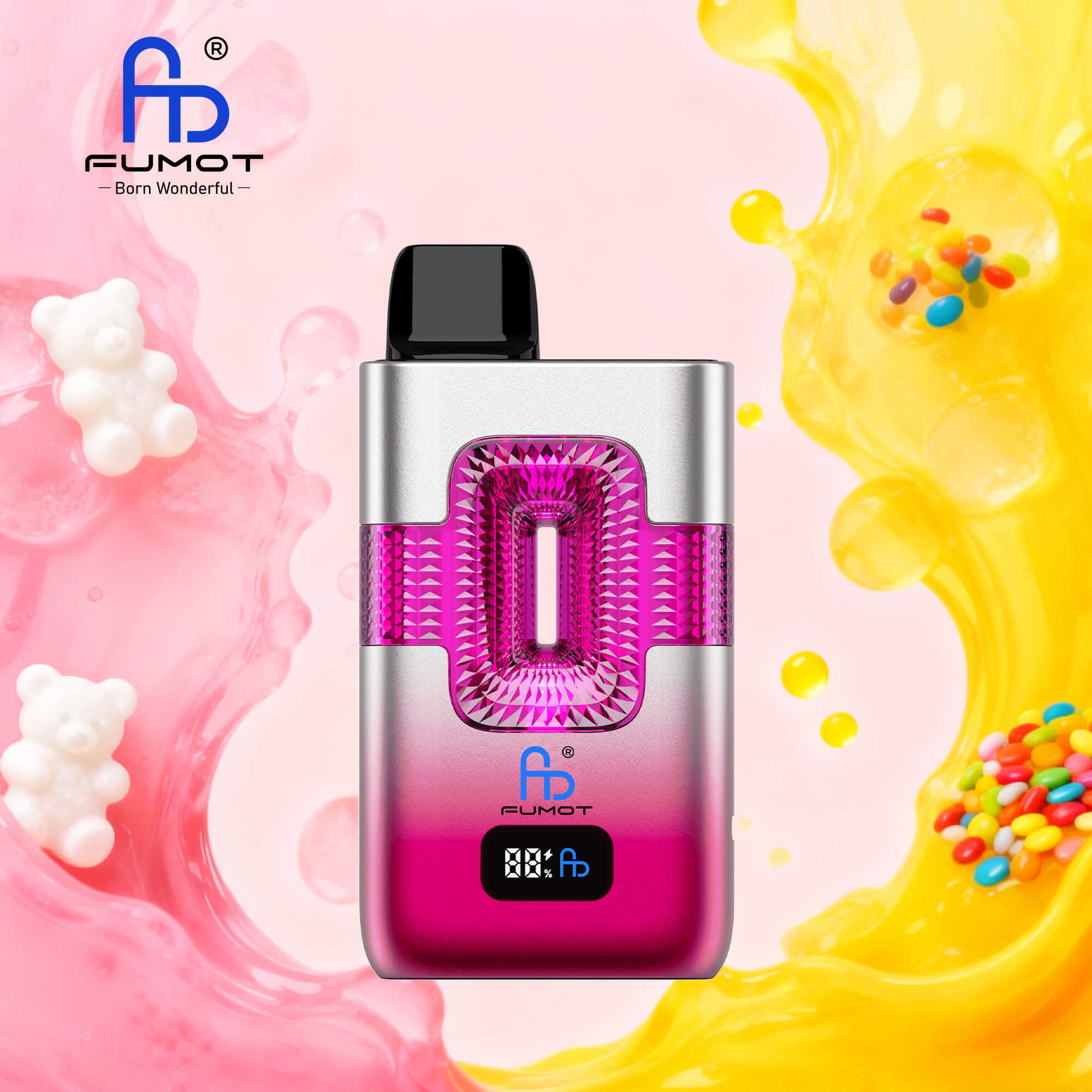 Fumot ECO 2in1 50000 50K Puffs Double Flavors Smart Display Rechargeable Disposable Vape in Gummy Bear & Skittles flavor