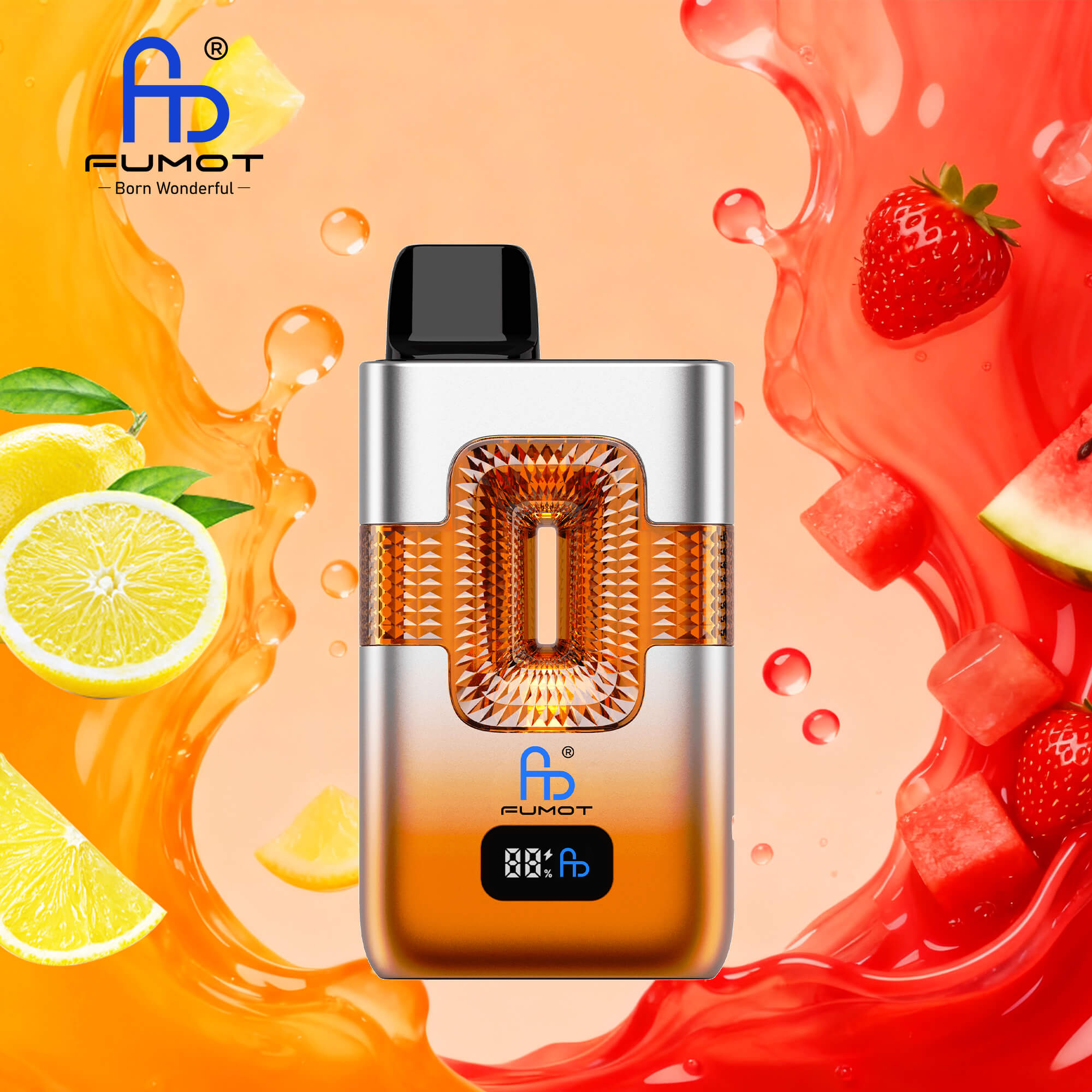 Fumot ECO 2in1 50000 50K Puffs Double Flavors Smart Display Rechargeable Disposable Vape in Lemon Lime & Strawberry Watermelon flavor