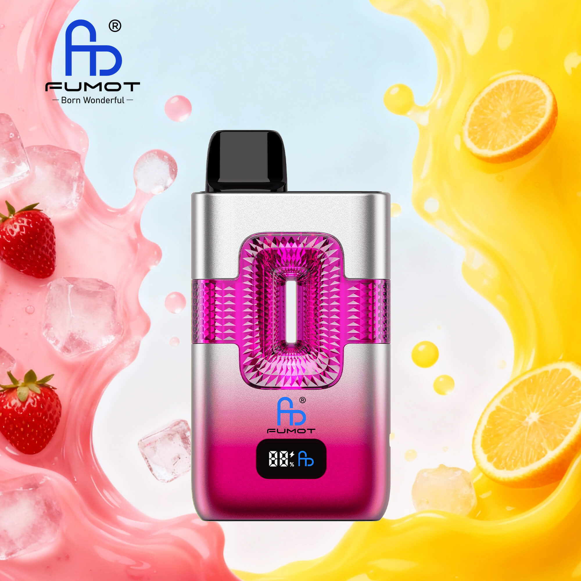 Fumot ECO 2in1 50000 50K Puffs Double Flavors Smart Display Rechargeable Disposable Vape in Strawberry Ice & Huckleberry flavor
