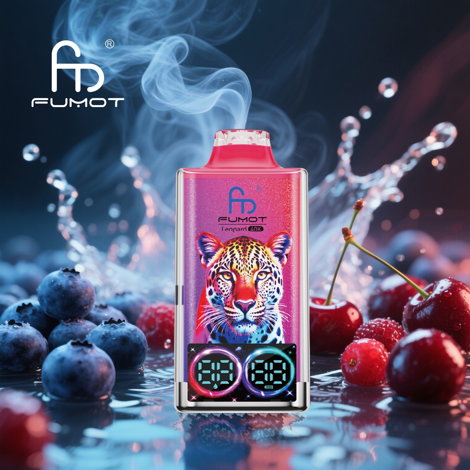 Fumot Leopard 40000 40K Puffs Edition Dual Mesh LCD Display Disposable Vape in fumot leopard 40000 40k blueberry cherry cranberry flavor