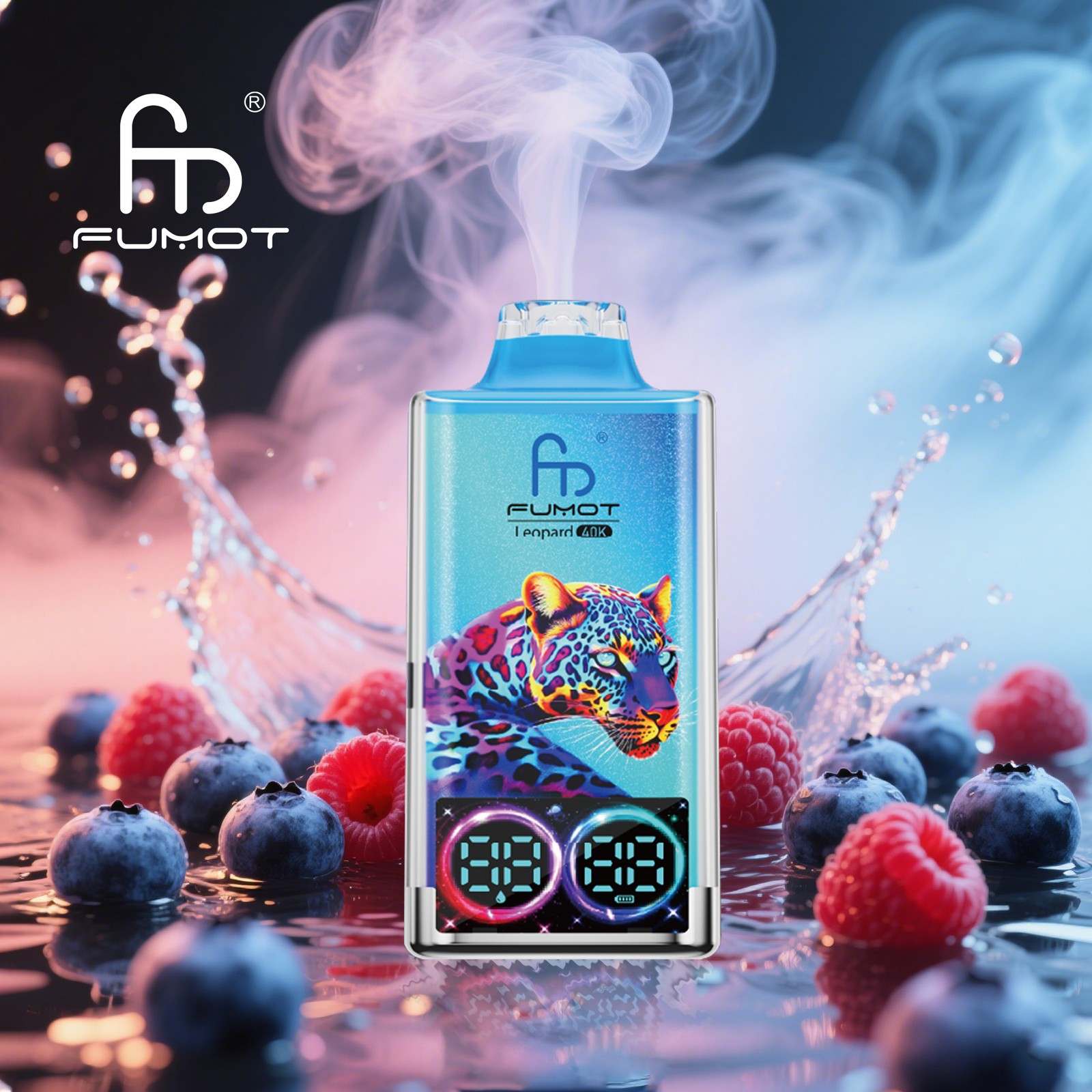 Fumot Leopard 40000 40K Puffs Edition Dual Mesh LCD Display Disposable Vape in fumot leopard 40000 40k blueberry raspberry flavor