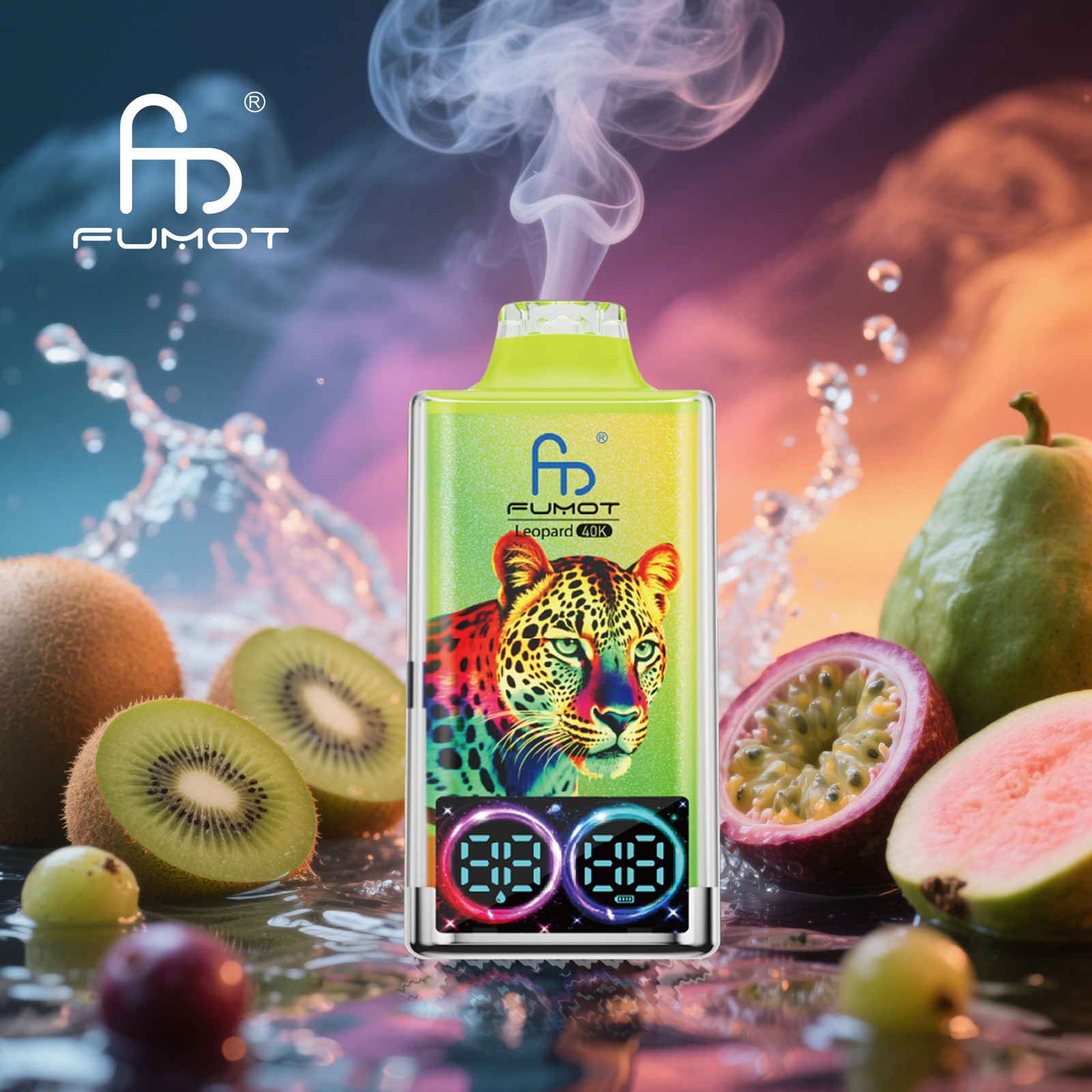 Fumot Leopard 40000 40K Puffs Edition Dual Mesh LCD Display Disposable Vape in fumot leopard 40000 40k kiwi passion fruit guava flavor