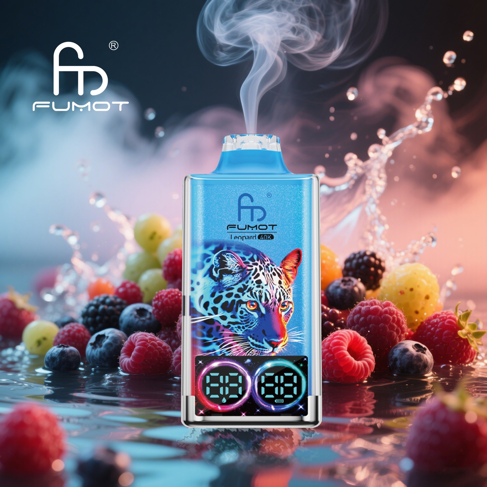Fumot Leopard 40000 40K Puffs Edition Dual Mesh LCD Display Disposable Vape in fumot leopard 40000 40k mixed berries flavor