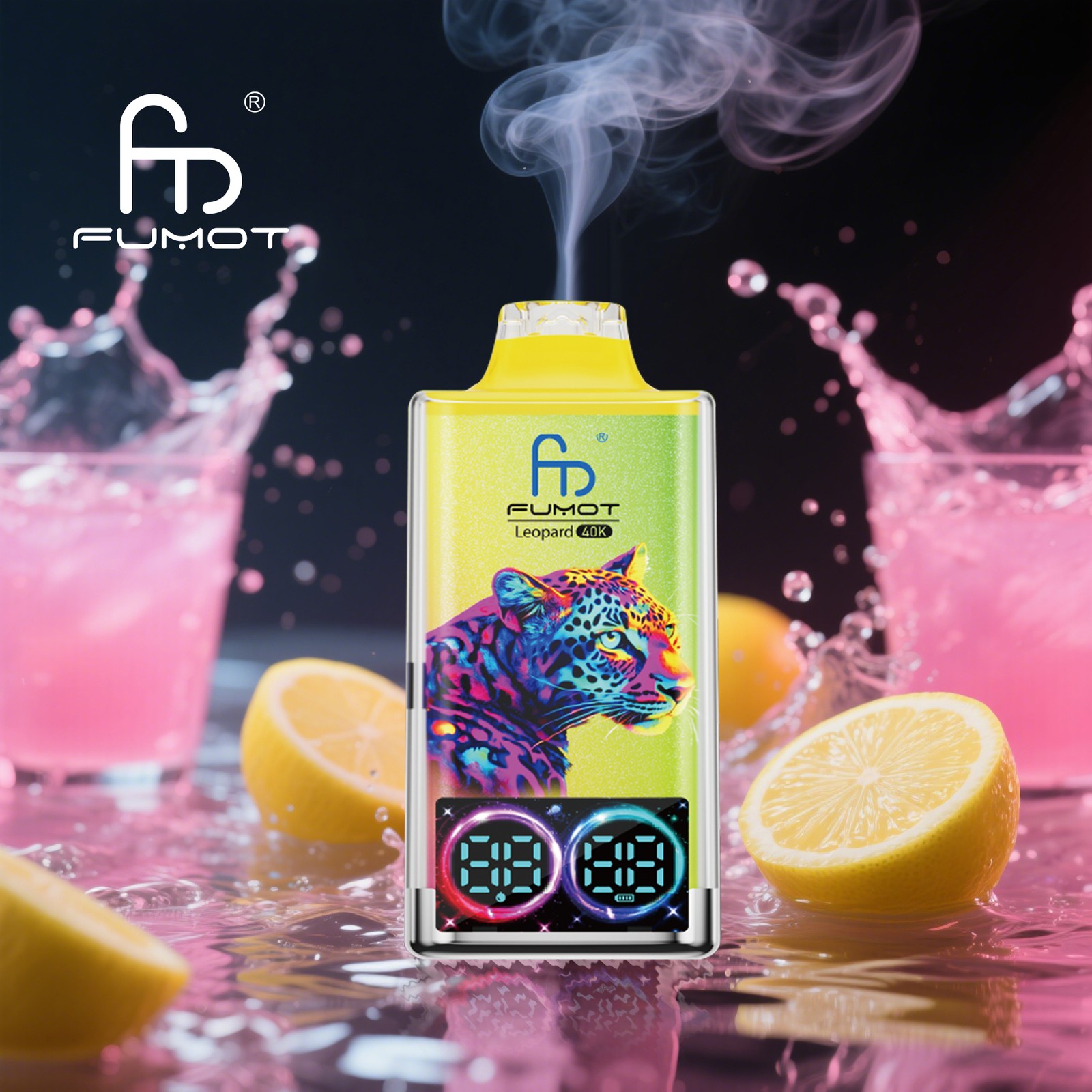 Fumot Leopard 40000 40K Puffs Edition Dual Mesh LCD Display Disposable Vape in fumot leopard 40000 40k pink lemonade flavor