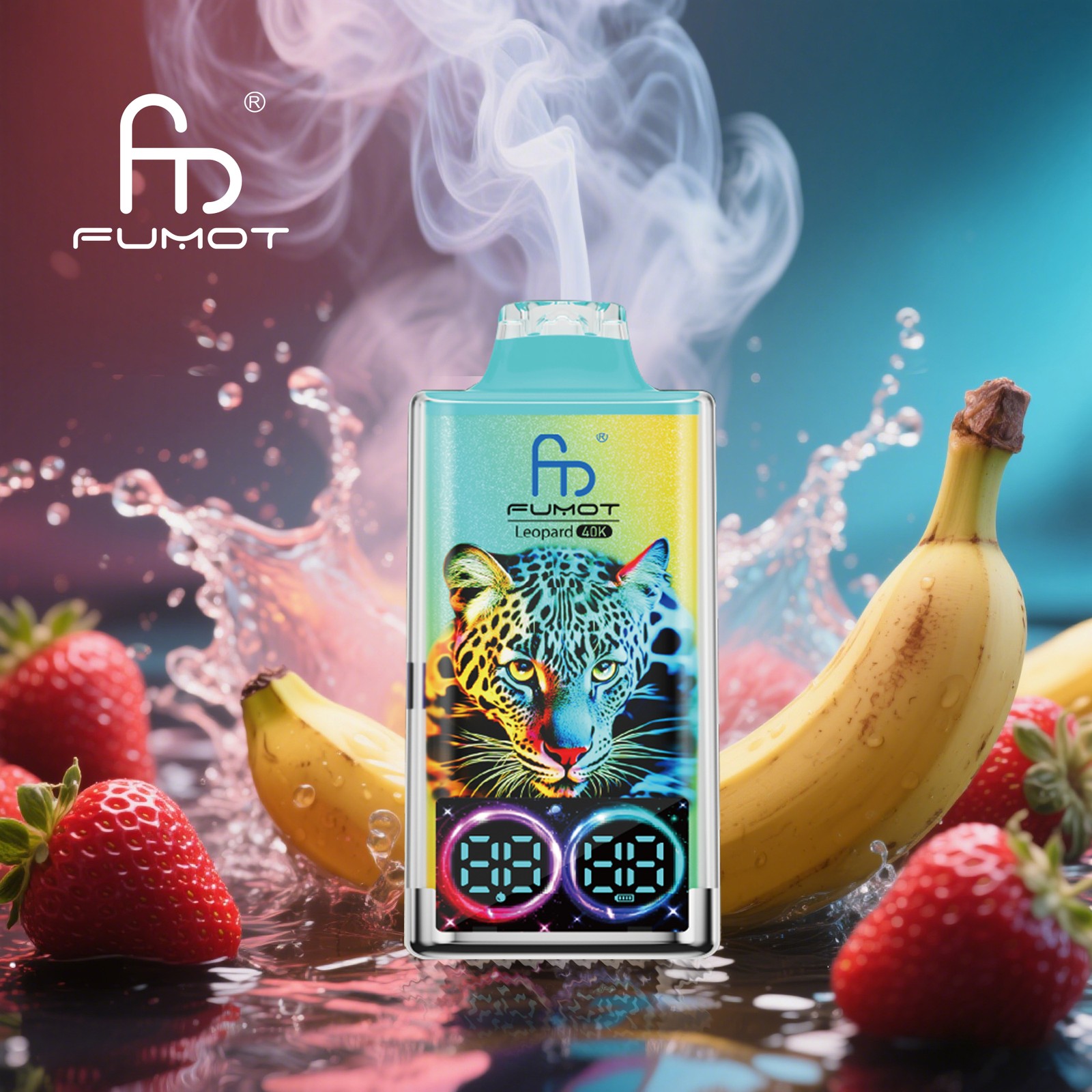 Fumot Leopard 40000 40K Puffs Edition Dual Mesh LCD Display Disposable Vape in fumot leopard 40000 40k strawberry banana flavor