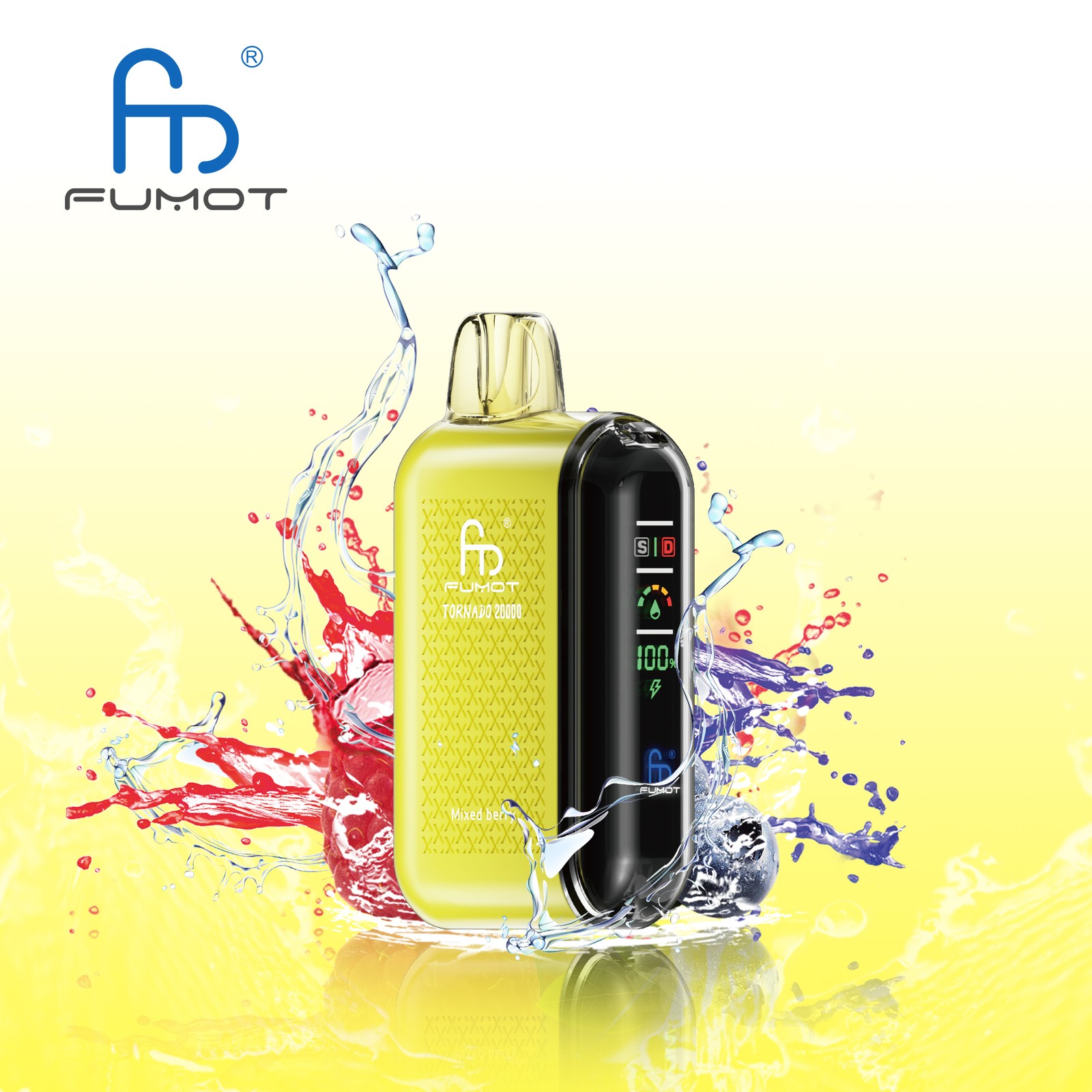 Fumot Tornado 20000 20K Puffs Vape Dual Mesh LED Display Disposable Vape in Mixed Berry flavor
