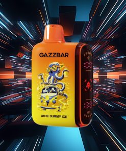 Gazzbar Rocket 20000 – Einweg-Vape mit 20.000 Zügen, Dual-Mesh-Technologie und LED-Anzeige in der Geschmacksrichtung „White Gummy Ice“