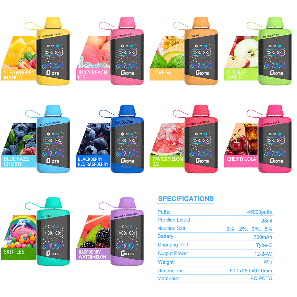 IQTE 45000 45k Puffs Advanced Fingerprint Touch Confrol LCD Display Disposable Vape in iqte 45000 45k flavor table flavor