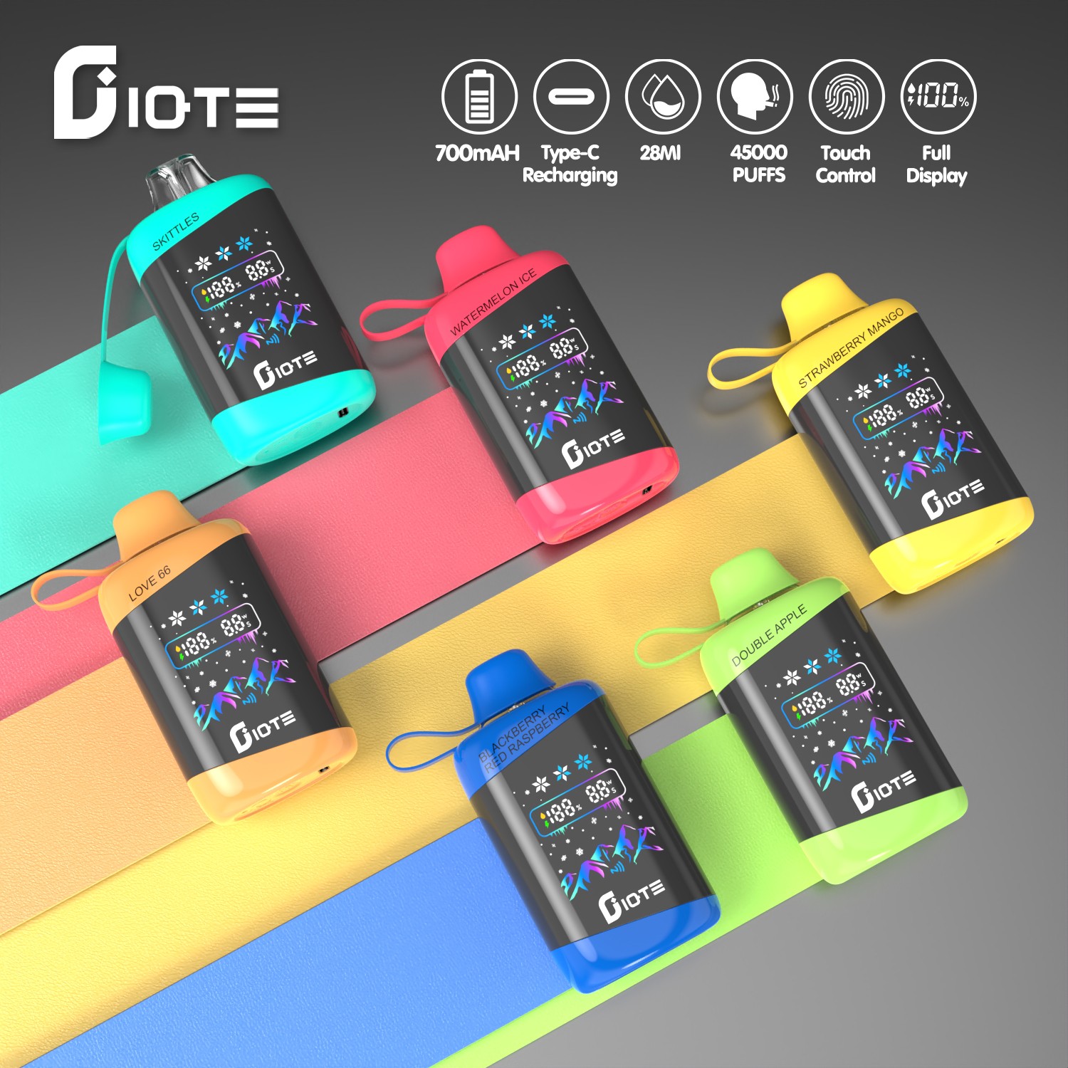 IQTE 45000 45k Puffs Advanced Fingerprint Touch Confrol LCD Display Disposable Vape product image