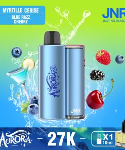 JNR Aurora 27K 27000 Puffs 2+10ml Replaceable Pod Kit Refillable Disposable Vape in Blue Razz Cherry flavor